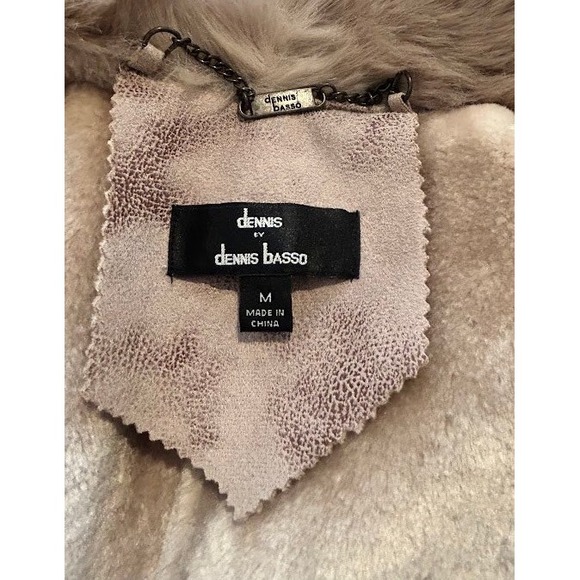 Women's Faux Fur Collar Suede Like Vest Tie Waist Outerwear Layer Dennis Basso - Picture 10 of 11